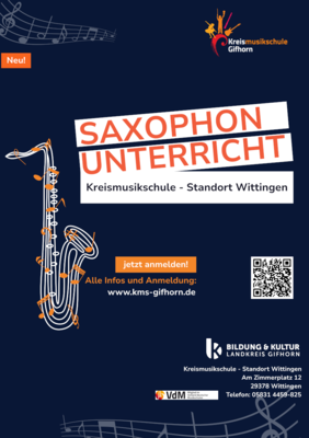Flyer für Saxophonunterricht in der KMS Wittingen